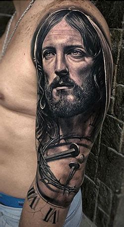 Men S Half Sleeve Catholic Religious Tattoo Template On Stylevore