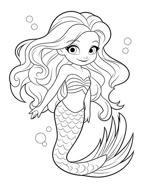 Mermaid Drawing For Coloring Page Free Printable Nurieworld