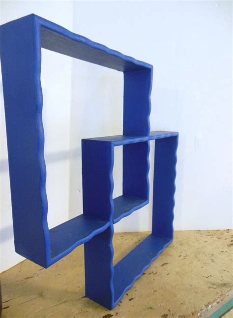 Mid Century Modern Cube Wall Shelf Atomic Blue By 40Szen On Etsy Cube