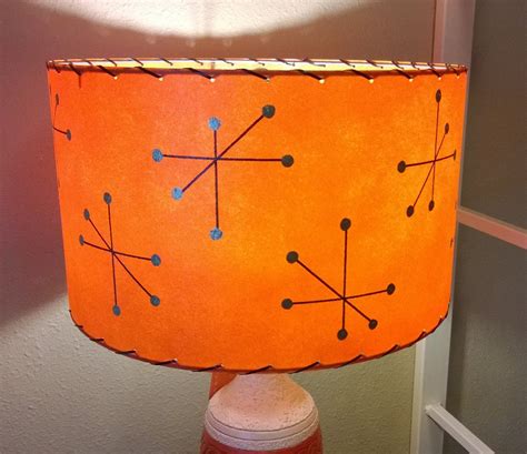 Mid Century Style Fiberglass Lamp Shade Retro Modern Starburst Olive