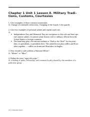 Military Traditions Customs And Courtesies Worksheet Docx Chapter 1