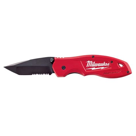 Milwaukee Fastback Spring Assisted Serrated Utility Knife 48 22 1995 The Home Depot