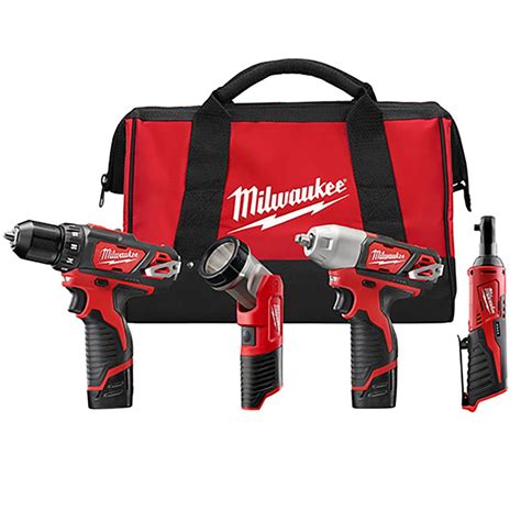 Milwaukee M12 12V Lithium Ion Cordless Combo Tool Kit 4 Tool With 2 1 5