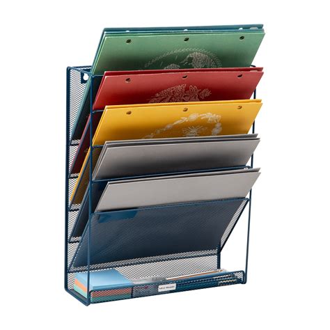 Mind Reader Hanging Wall File Organizer 6 Compartment Wall Mounted Vertical File Folder And