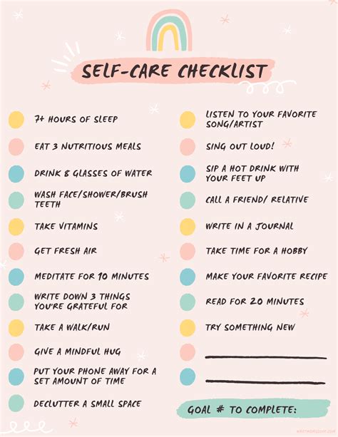 Mindfulness Self Care Ideas My Daily Self Care Checklist Artofit