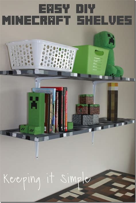 Minecraft Bedroom Idea Easy Diy Minecraft Shelves Keeping It Simple