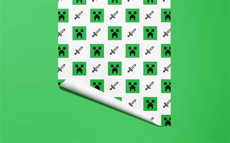 Minecraft Wrapping Paper Creeper Hand Made Gift Wrap Etsy