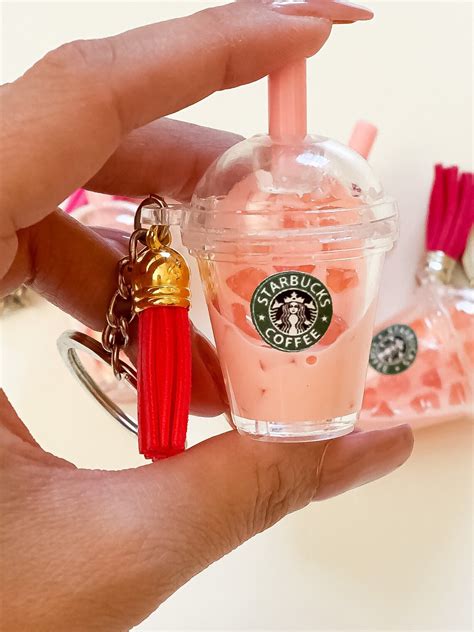 Mini Coffee Keychain Starbucks Inspired Drink Keychain Etsy