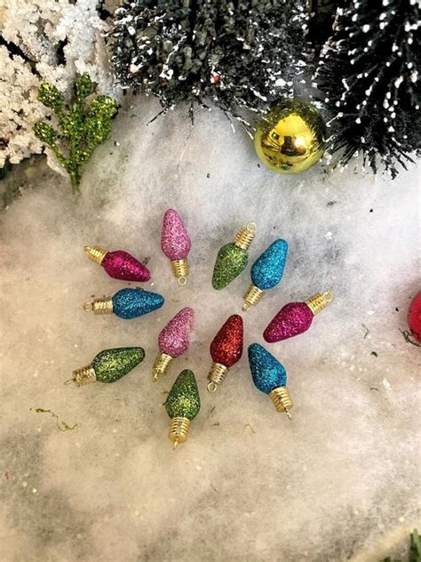 Miniature Christmas Light Bulb Ornaments 12Pc Etsy