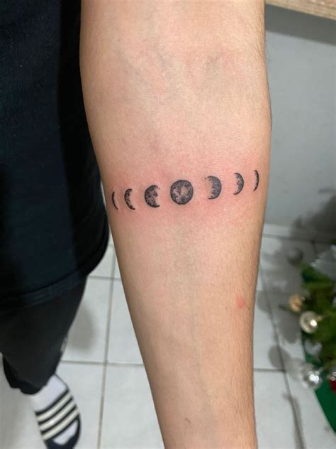 Minimalistic Tattoo Based On Seven Moon Phases Sternum Tattoo Ankle