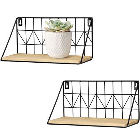 Mkono Floating Shelves Wall Mounted Set Of 2 Modern Black Wire Metal