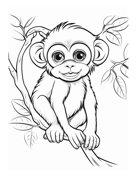 Monkey Image To Download And Color Monkey Coloring Pages For Kids