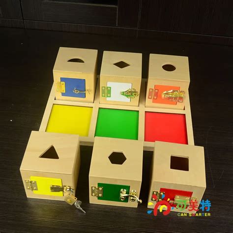 Montessori Materials Education Latch Unlock Box One Set Six Box Beech