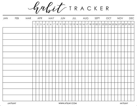 Monthly Habit Tracker Printable D33