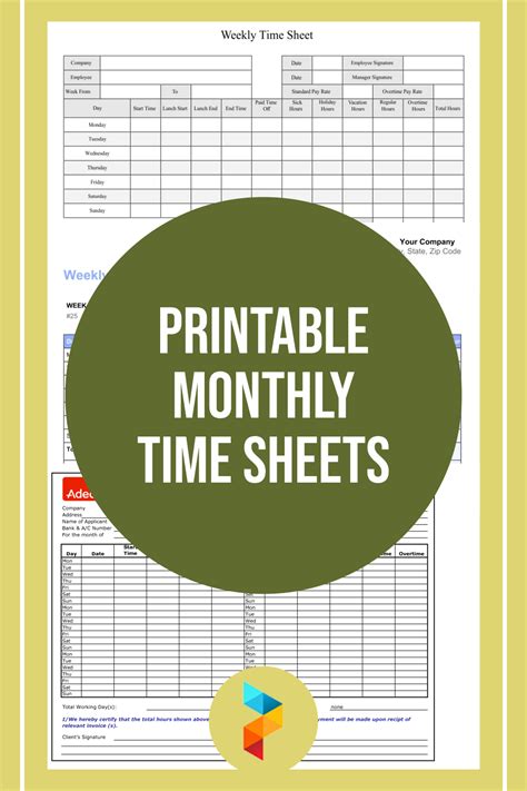 Monthly Time Sheets 10 Free Pdf Printables Printablee