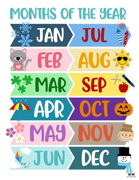 Months Of The Year Printable