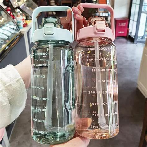 Motivational Water Bottle 2 Litre Transparent Solid Colors Trendy