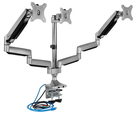 Mount It Triple Monitor Mount Desk Stand With Usb And Audio Ports