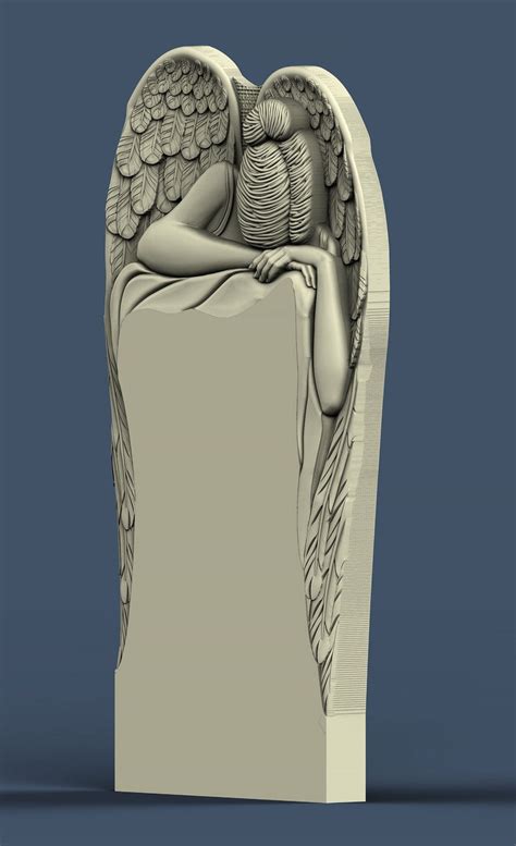 Mourning Angel 1 Religion Tombstone 3D Stl Model Router Etsy