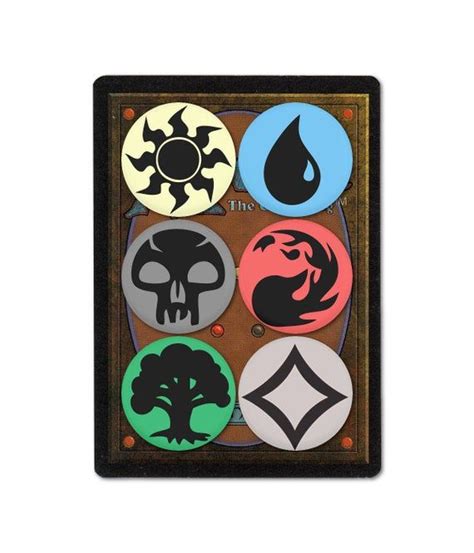 Mtg Mana 1 One Inch Pinback Button Pin Set Of 6 Magic The Gathering