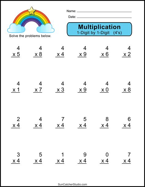 Free Multiplication Sheet Printable for Kids