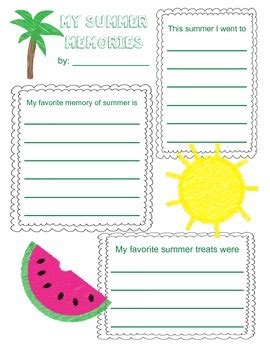 My Summer Memories By Sunshine Explorers Tpt