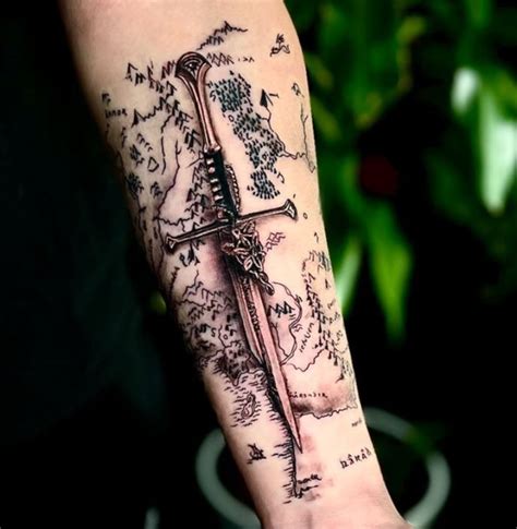 Narsil Sword Tattoo Designs Inspired by Lord of the Rings