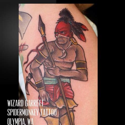 Native Indian Warrior Tattoo By Wizard Garrett Spidermonkey Tattoos