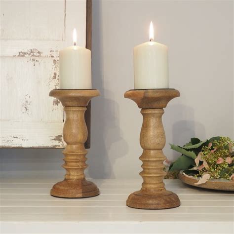 Natural Wood Pillar Candle Holder Zaza Homes