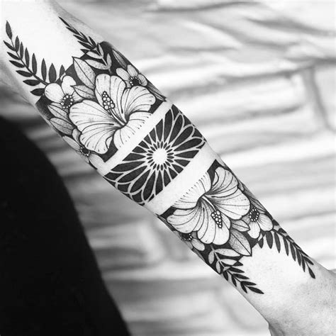 Negative Space Floral Mandala And Flowers Tattoo Negative Space