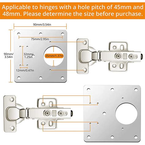 Neoteck 10Pcs Cabinet Hinges Repair Plate With Fixing Screw Stainless