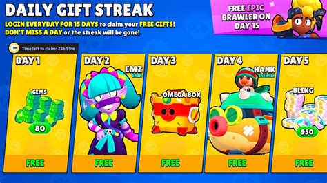 New Daily Gift Streak Brawl Stars Gifts Concept Youtube