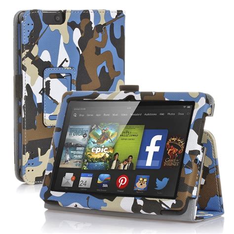 New Fire Hd 8 Case Camouflage Blue Black Slim Fit Synthetic