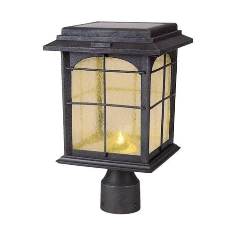 New Hampton Bay Solar Outdoor Iron Post Lantern Weatherproof Landscape