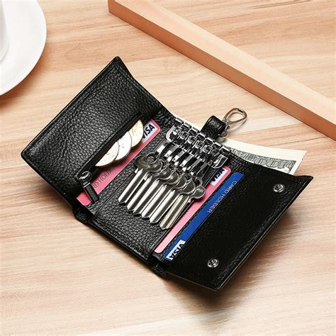 New Key Holder Wallet Genuine Leather Unisex Solid Key Wallet Organizer