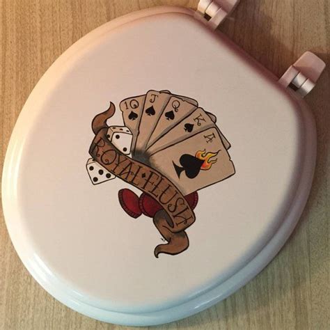 New Painted Tattoo Toilet Seat Royal Flush Card Tattoo Painting