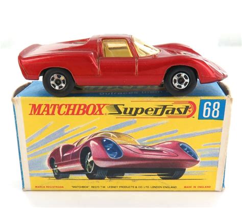 Nice Vintage Matchbox Superfast Series 68 Porsche 910 Diecast Car Original Box