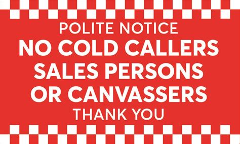 No Cold Callers Or Sales Persons Polite Notice Window Door Sticker Or