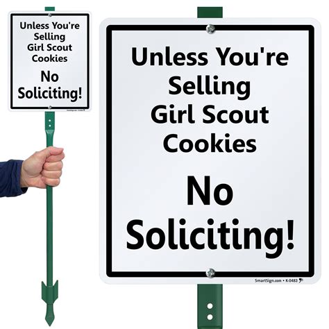 No Soliciting Sign Except Girl Scout Cookies Funny No Soliciting Signs