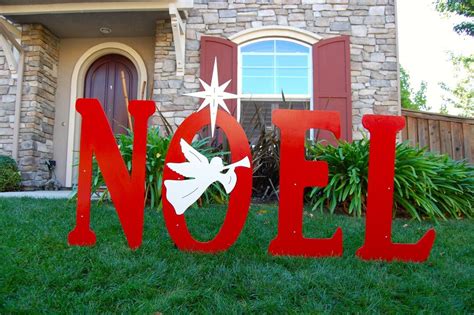 Noel Christmas Sign With Engraved Angel Yard Art Sign Large Christmas