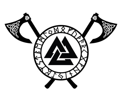 Norse Axe Valknut Art Print By Foster Child Viking Rune Tattoo