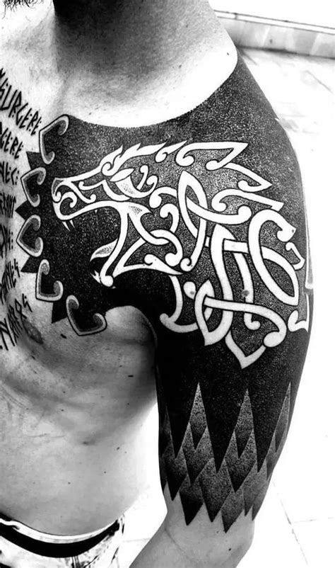 Norse Mythology Fenrir Sleeve Tattoo Tattoogoto