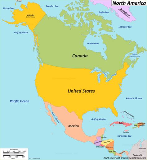 North America Map Countries Of North America