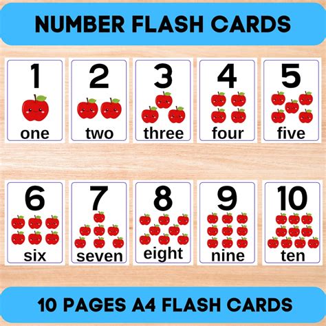 Number Flash Cards 1 10 Number Cards Count To 10 A4 A5 Montessori