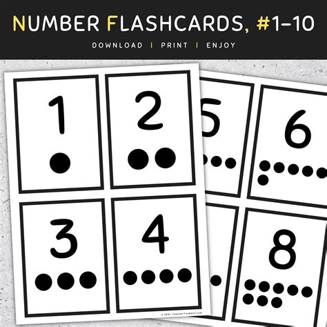 Number Flashcards With Counting Dots Ten Frames 1 10 Made By Teachers