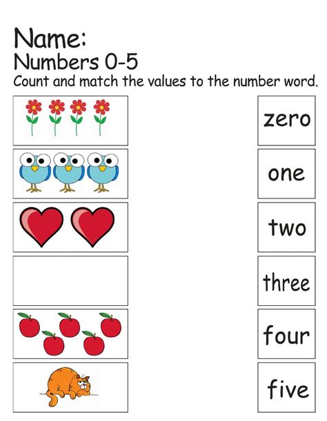 Number Word Match 1 To 5 Made By Teachers Free Preschool Worksheets