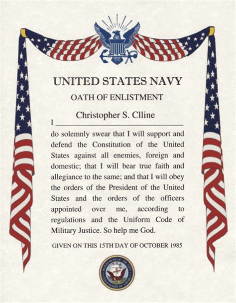 Oath Of Enlistment Navy