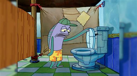 Oh That Amp 39 S Real Nice Spongebob Fish Looking Into Toilet Know Your Meme