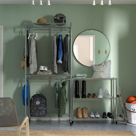 Omar Shelving Unit With Clothes Rail With 1 Shelf Galvanized