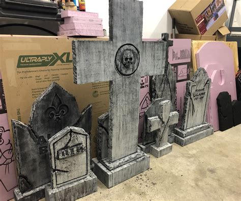 One 3D And 2 Styrofoam Tombstones